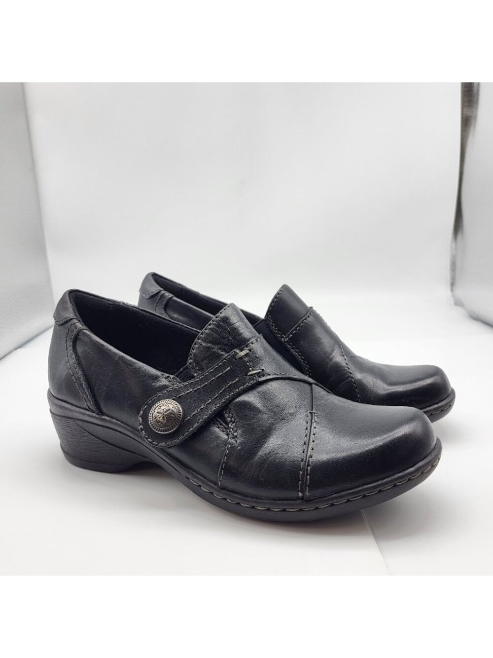 Earth Origins Women’s Grace Size 7.5M Comfort Shoes Black Leather Slip On